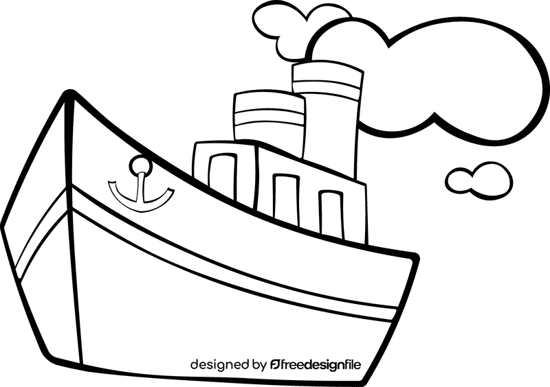 Steamboat Large black and white clipart