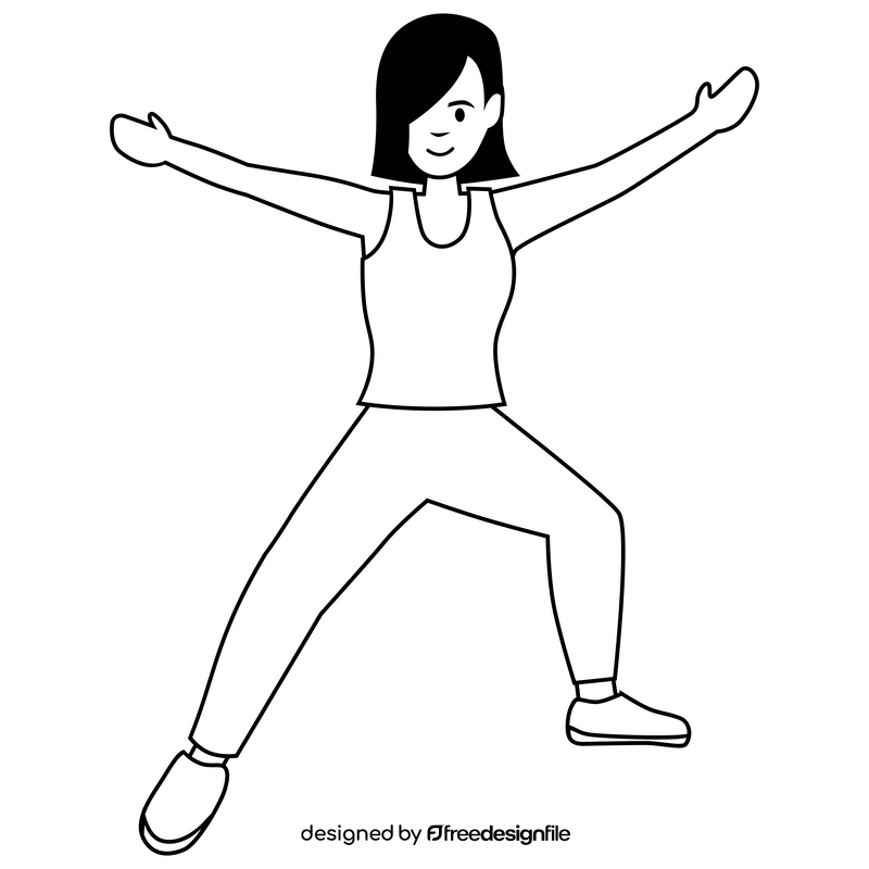 Workout exercise yoga drawing black and white clipart