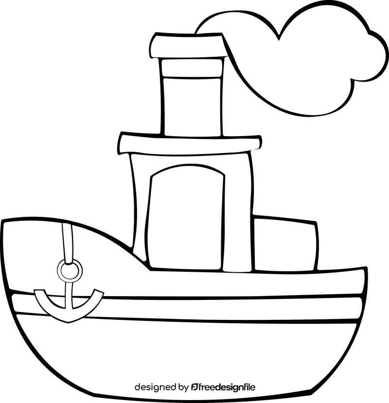 Steamboat Small black and white clipart