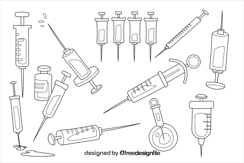 Syringe black and white vector