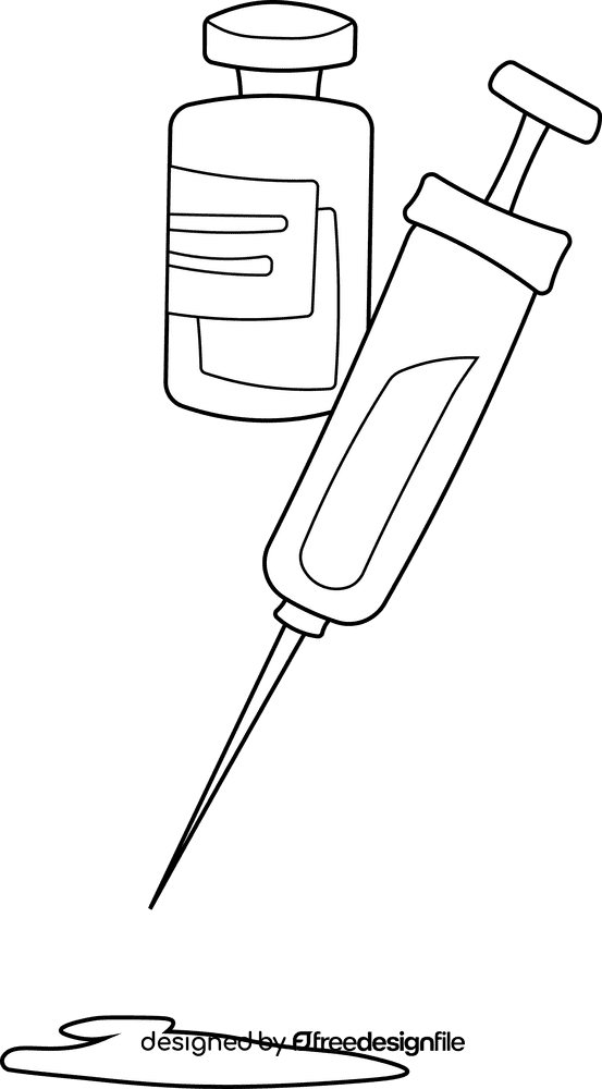 Syringe Bottle black and white clipart