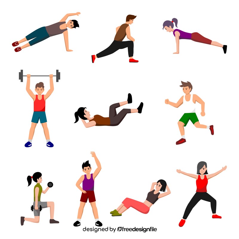 Workout exercise set vector