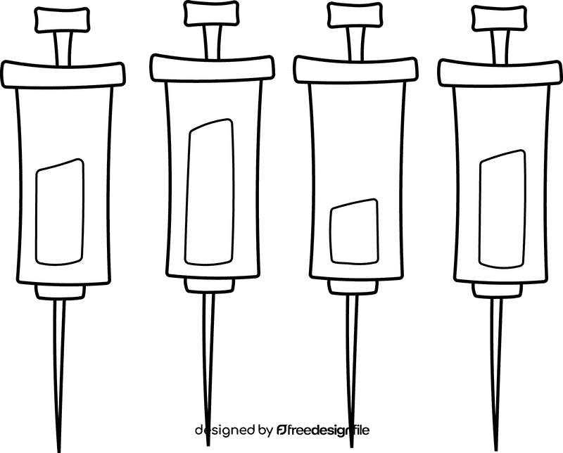 Syringe Set black and white clipart