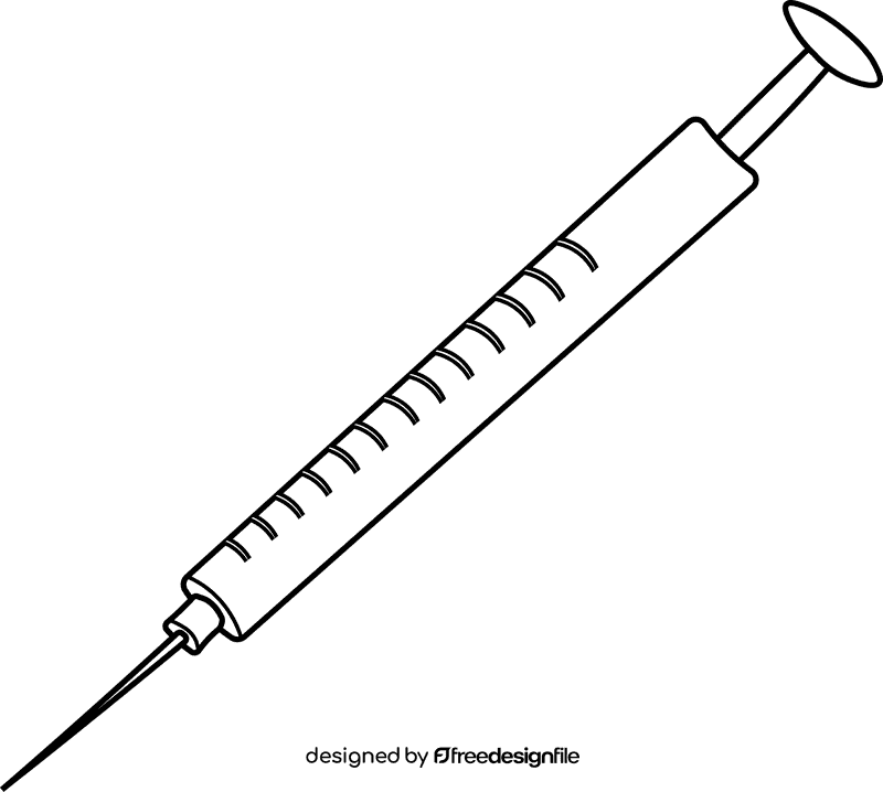 Syringe Thin black and white clipart