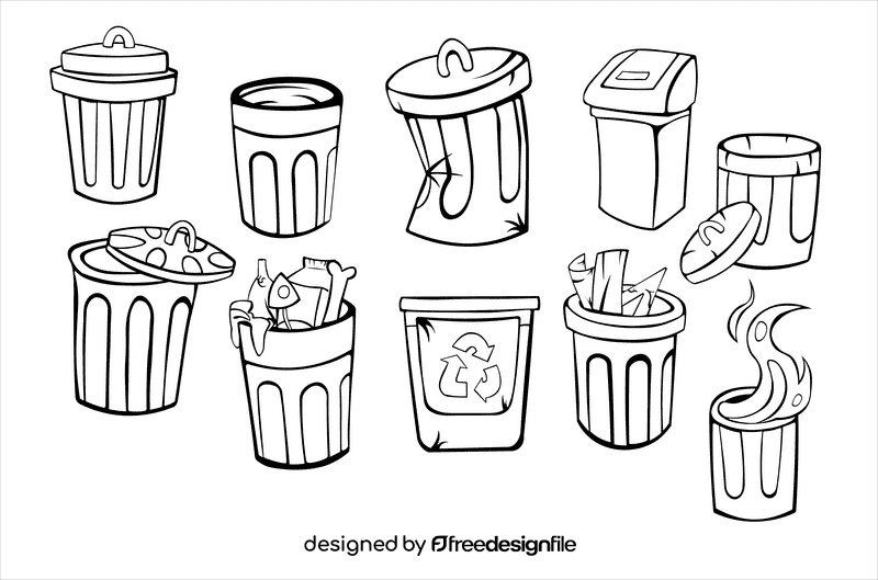 Trash can black and white vector