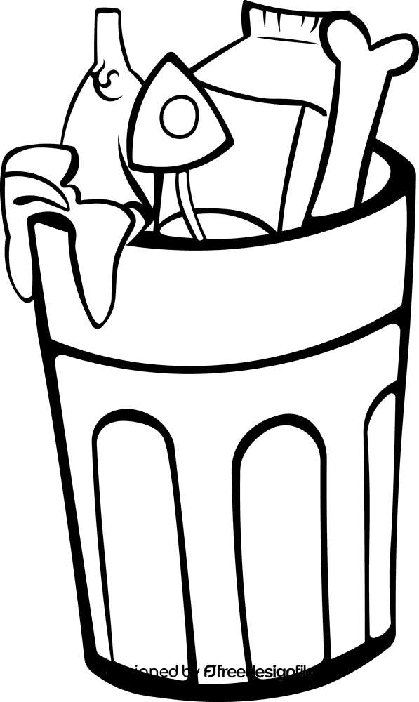 Trash can Bio black and white clipart