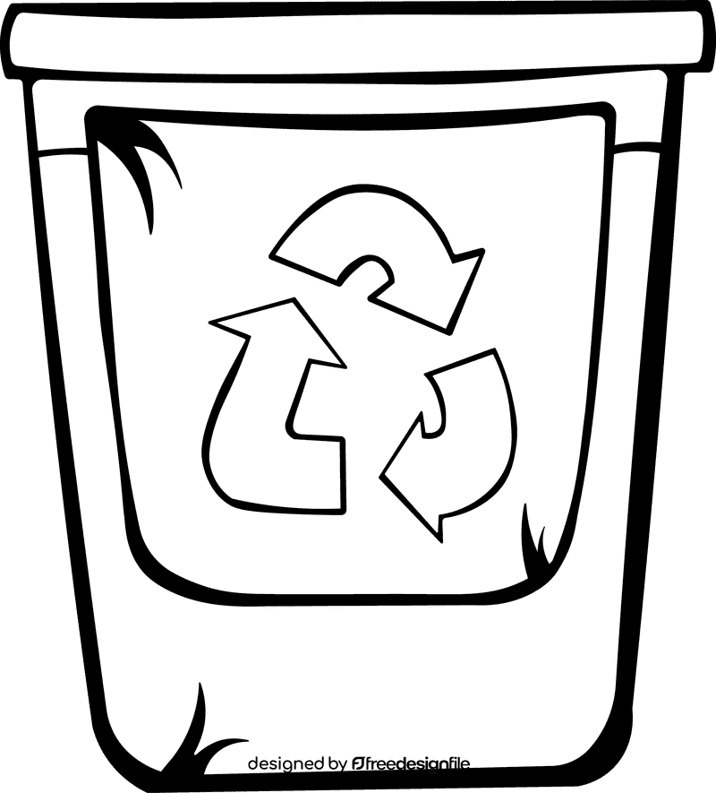 Trash can Recycle black and white clipart