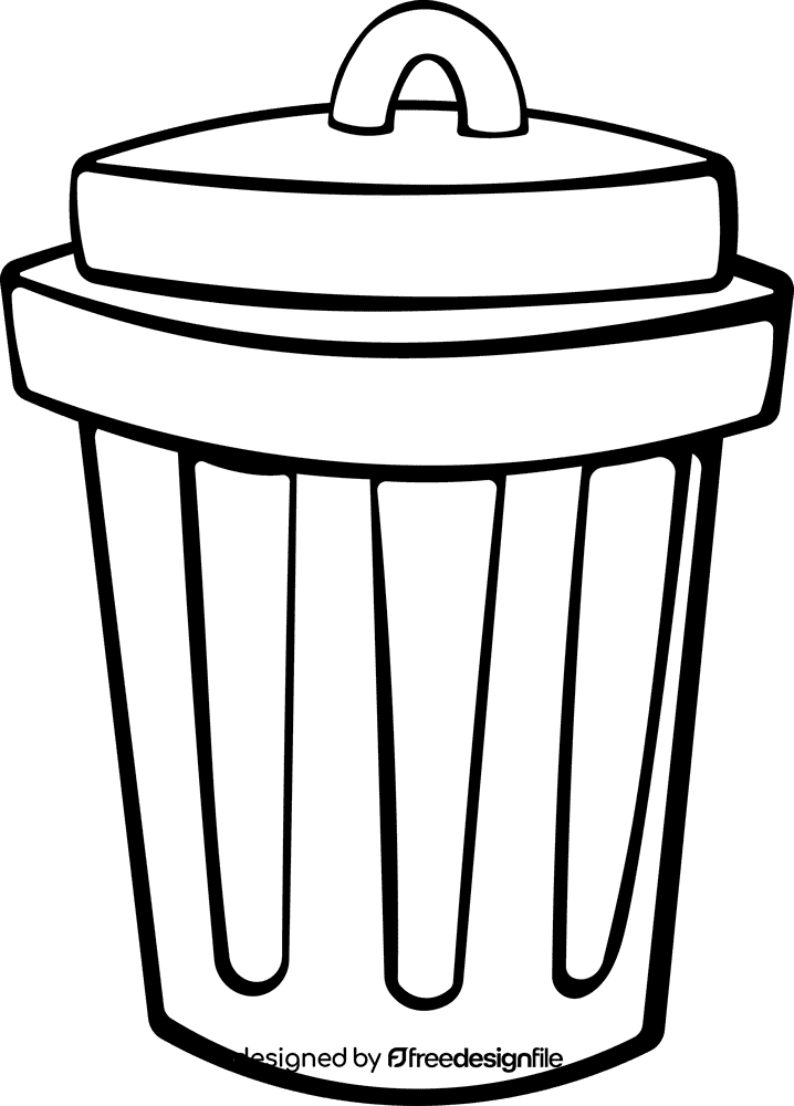 Trash can black and white clipart