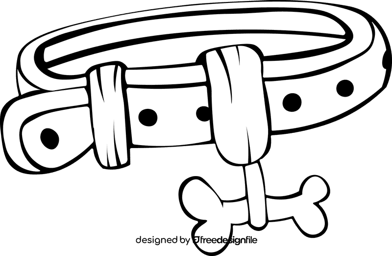 Dog bone Collar black and white clipart