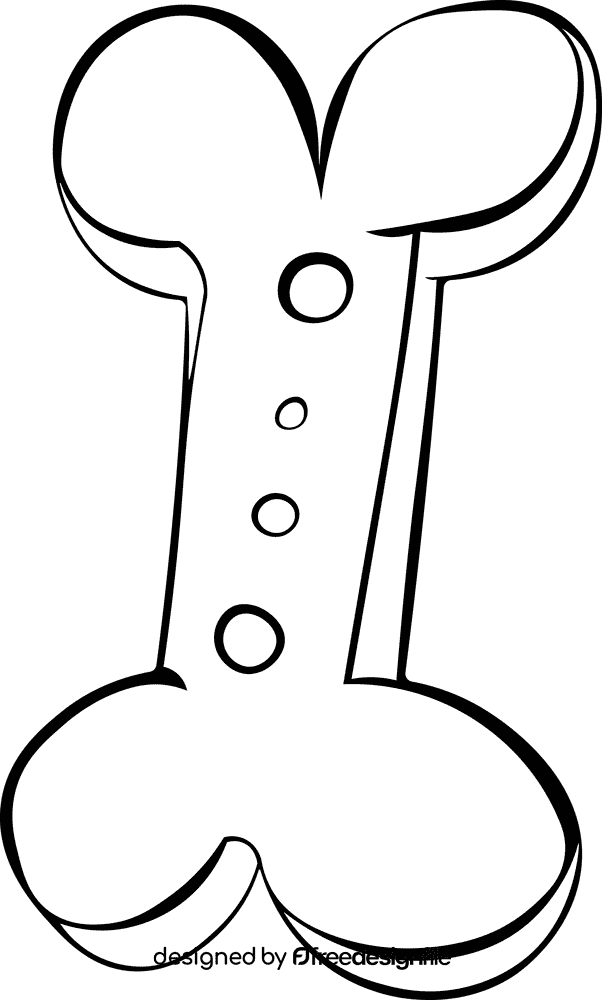 Dog bone Cookie black and white clipart