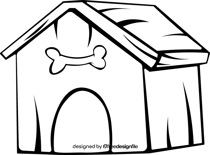 Dog bone Dog house black and white clipart