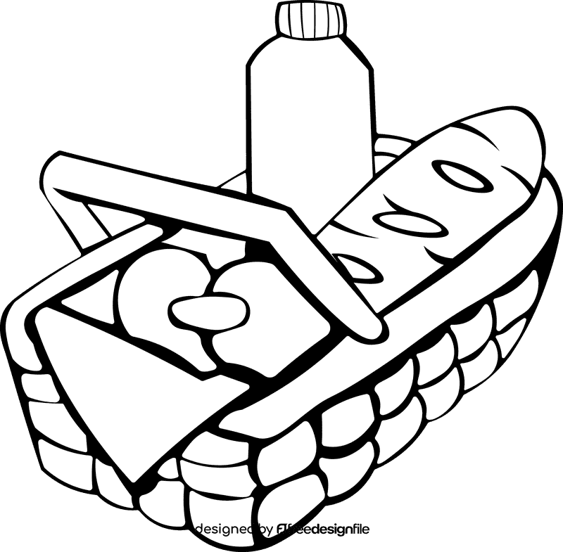 Picnic Basket black and white clipart