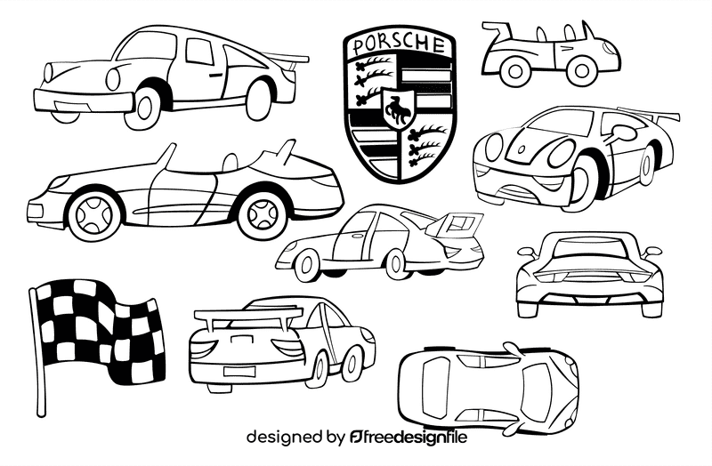 Porsche black and white vector