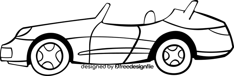 Porsche Cabriolet black and white clipart