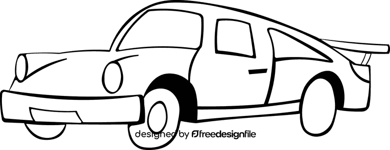 Porsche Retro black and white clipart