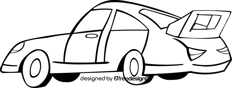 Porsche Retro black and white clipart