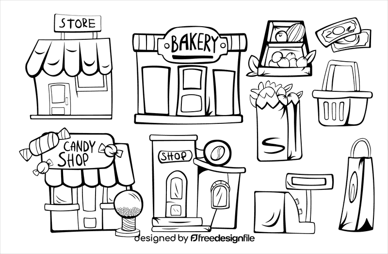 Store black and white vector