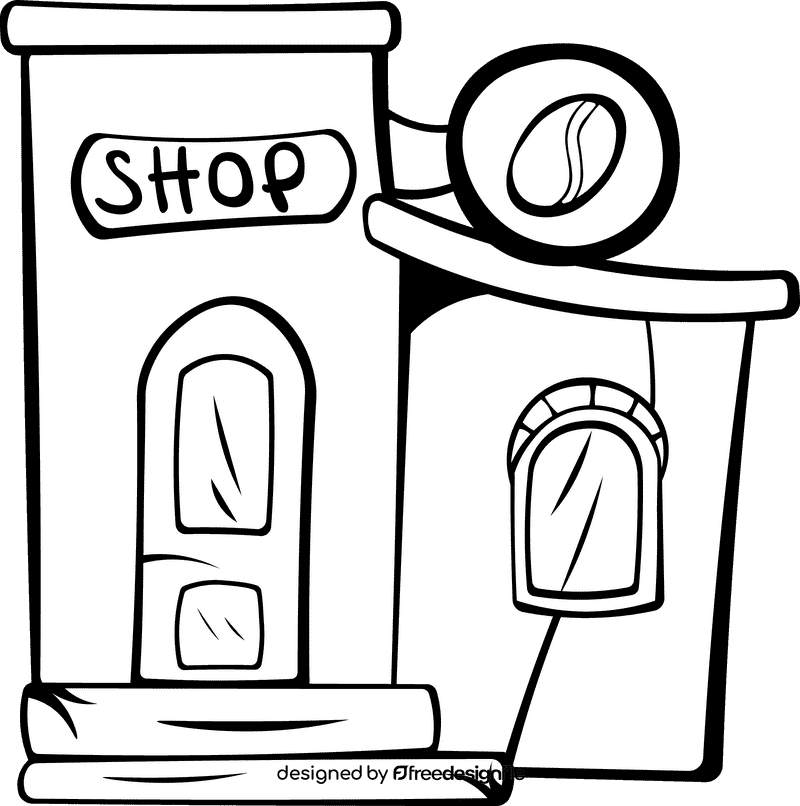 Store Coffee Shop black and white clipart