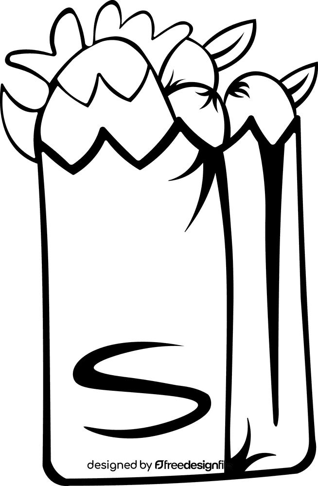 Store Paper Bag Fruits black and white clipart