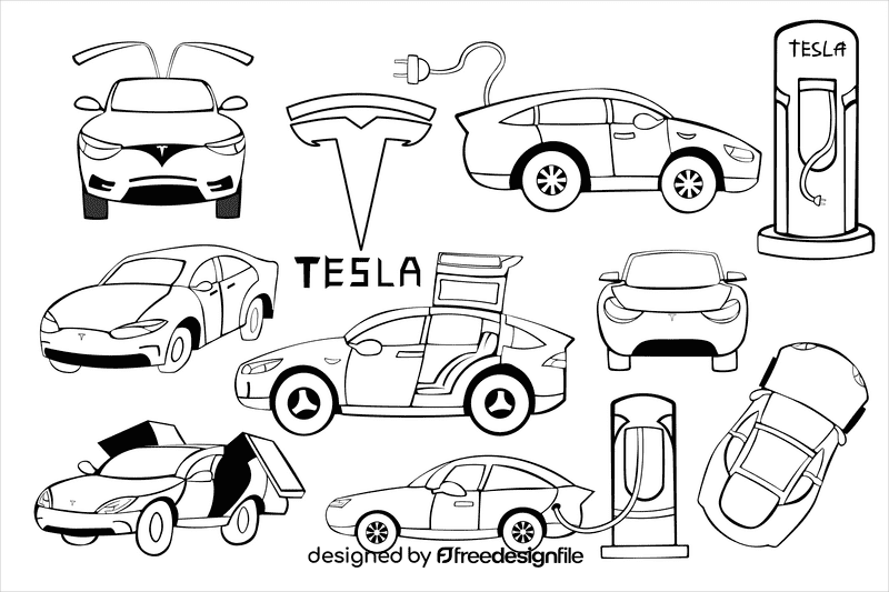 Tesla black and white vector