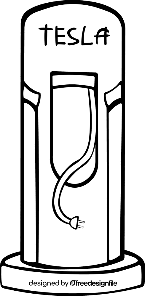 Tesla Charger black and white clipart