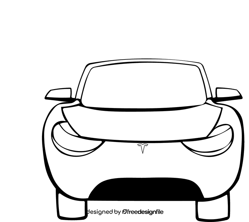 Tesla Front black and white clipart