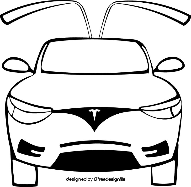 Tesla Front Open black and white clipart