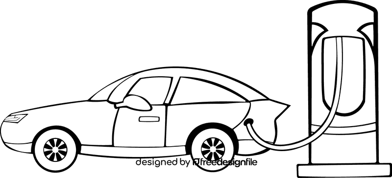 Tesla Charging black and white clipart