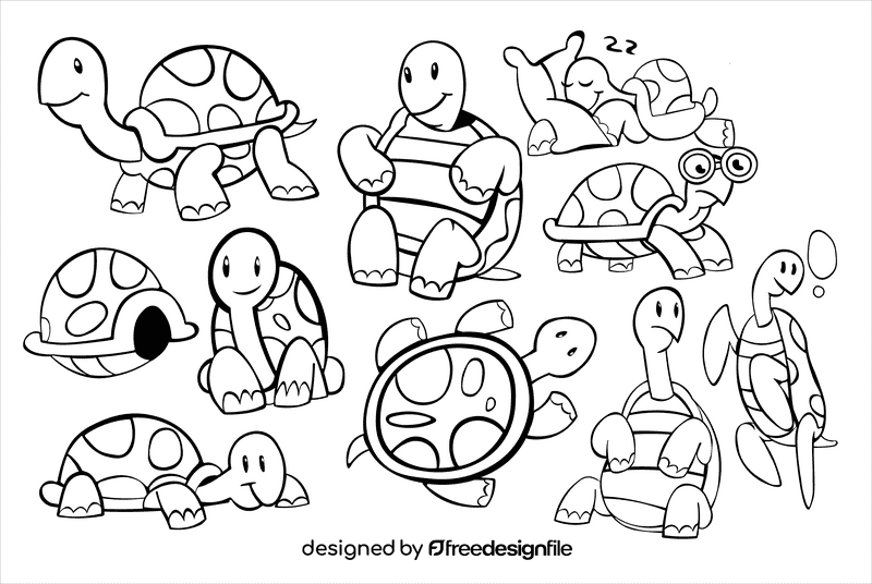 Tortoise black and white vector
