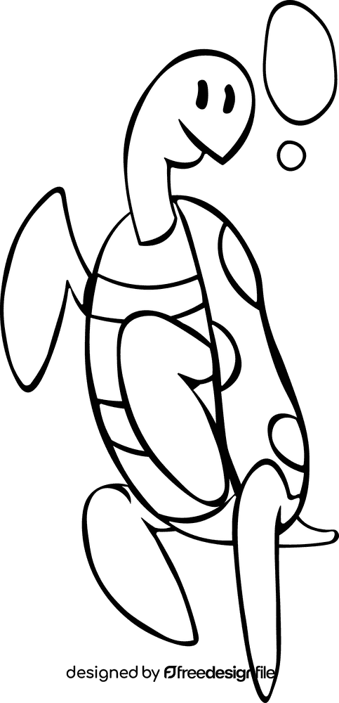Tortoise Swimming black and white clipart