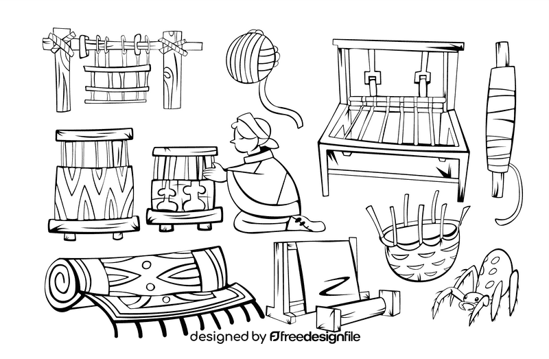 Weaver black and white vector