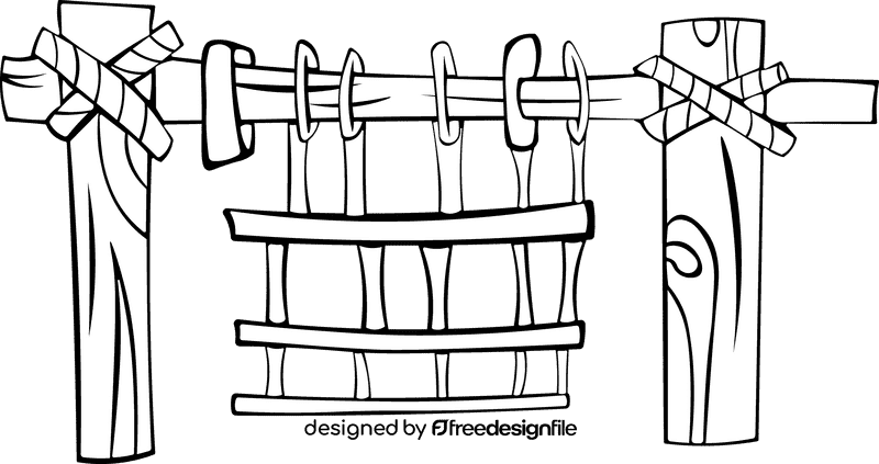 Weaver Old Loom black and white clipart