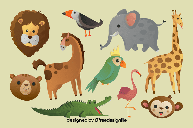 Africa animals cartoon style vector