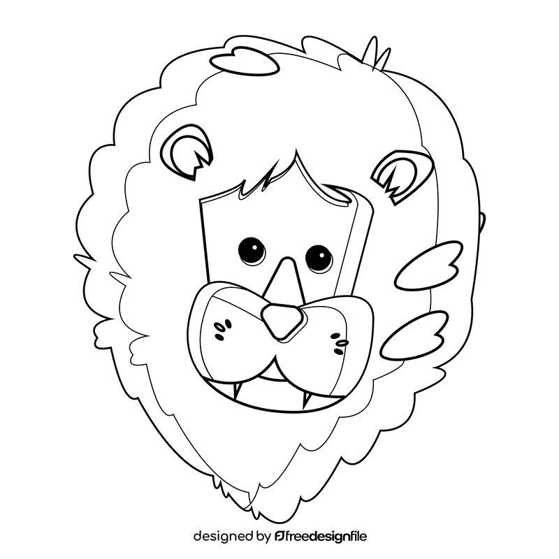 Lion cartoon black and white clipart