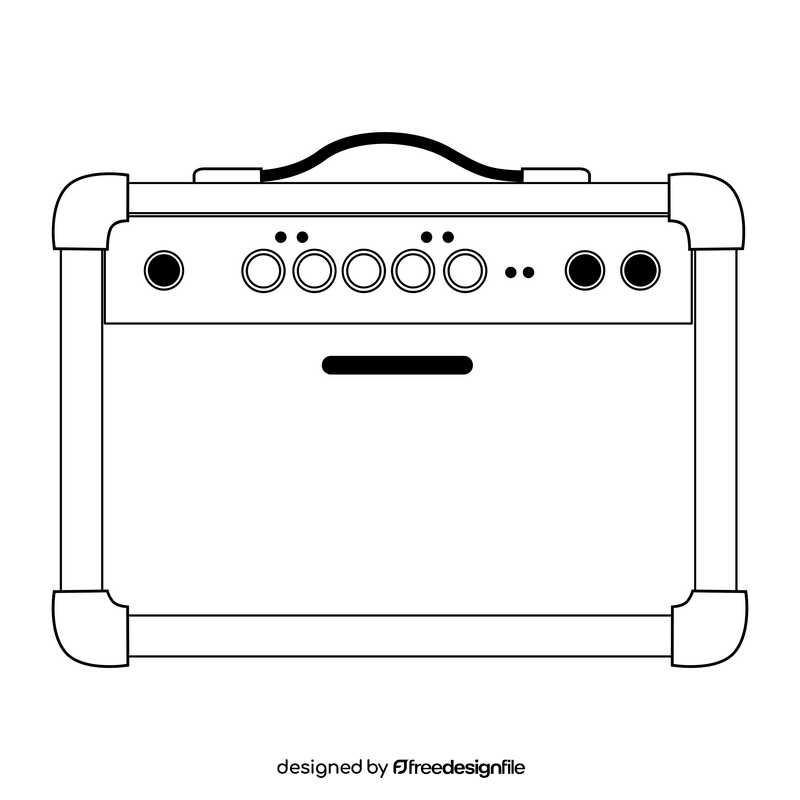 Guitar amplifier drawing black and white clipart