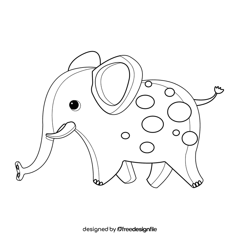 Elephant cartoon black and white clipart