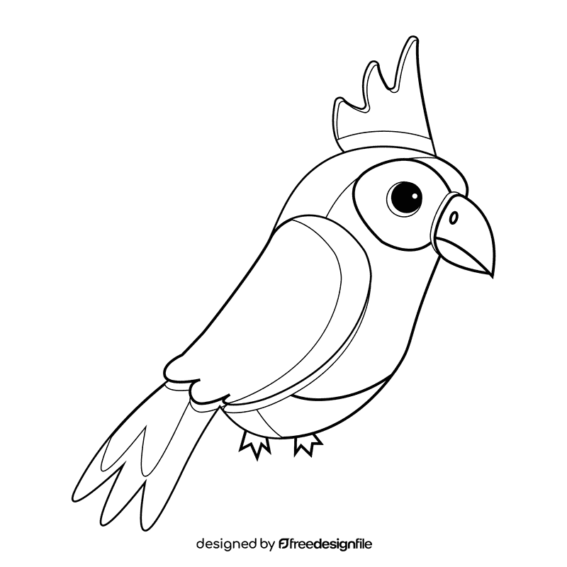 Parrot cartoon black and white clipart