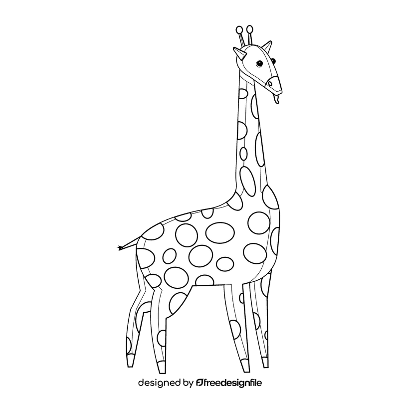 Giraffe cartoon black and white clipart