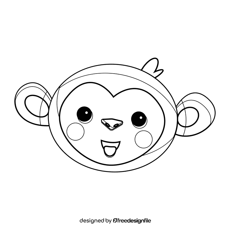 Cute monkey cartoon black and white clipart