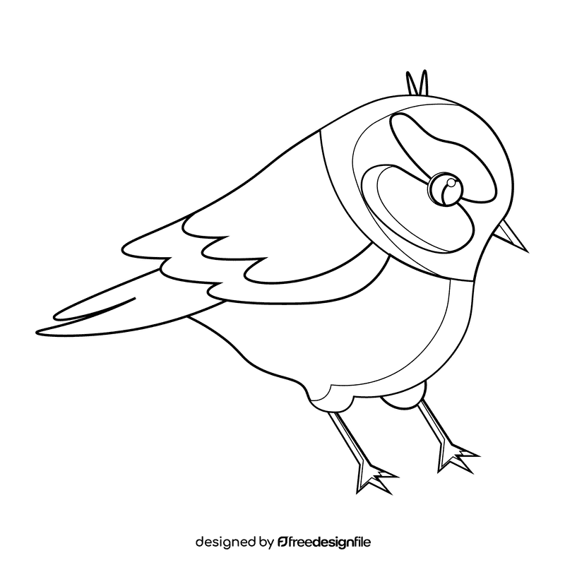 Bird cartoon black and white clipart