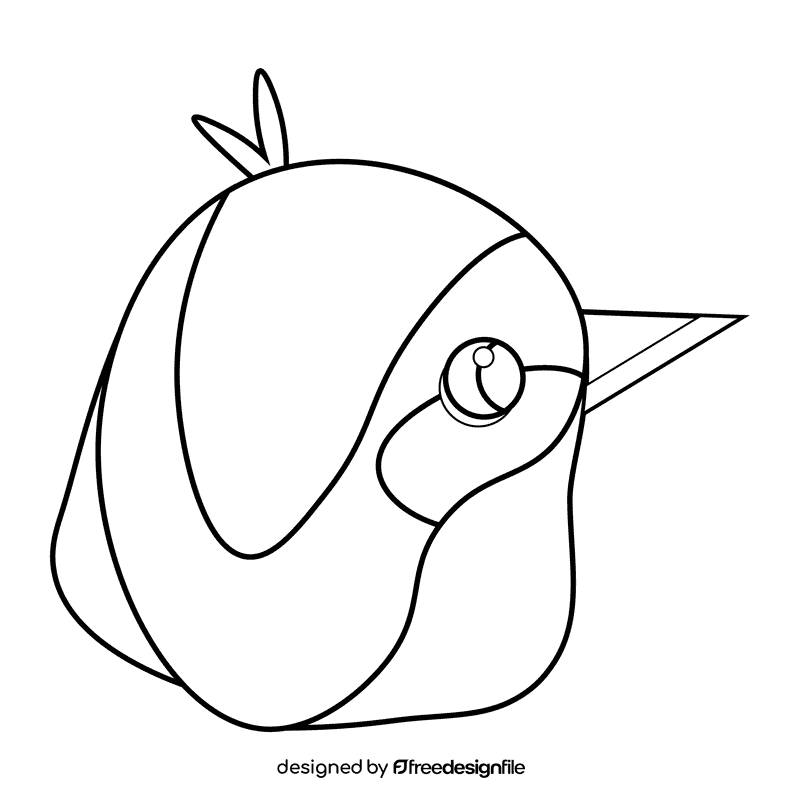 Bird head black and white clipart