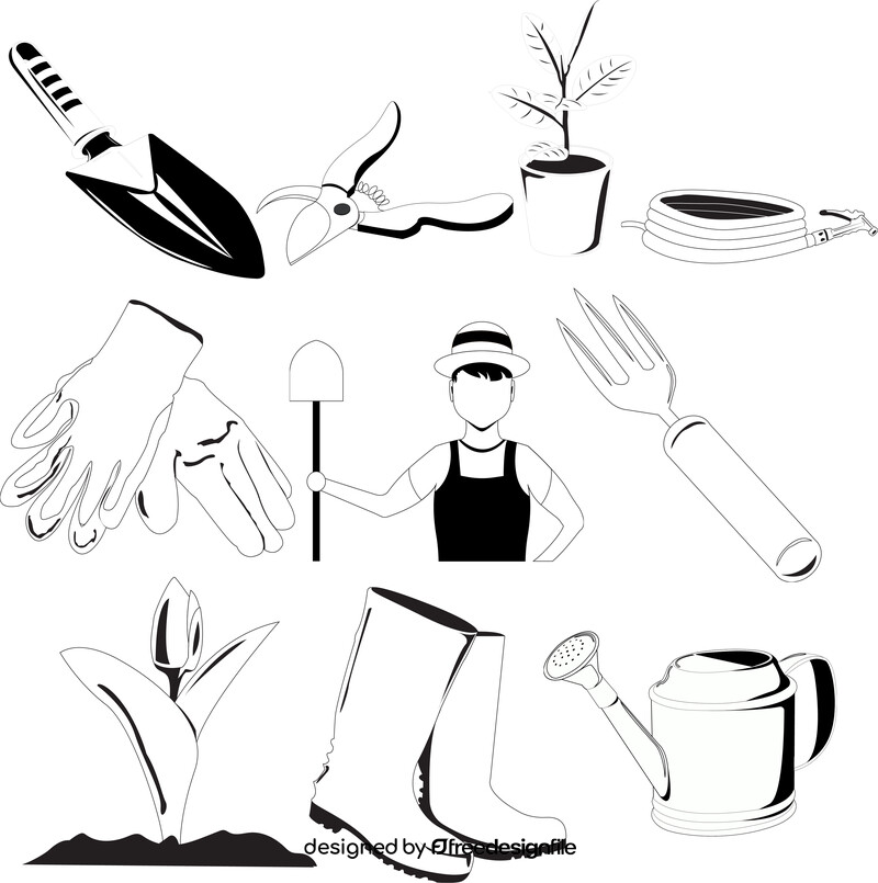 Gardening icons set black and white vector