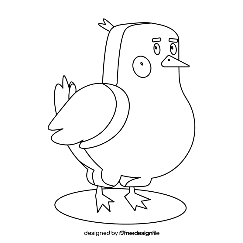 Cute bird black and white clipart