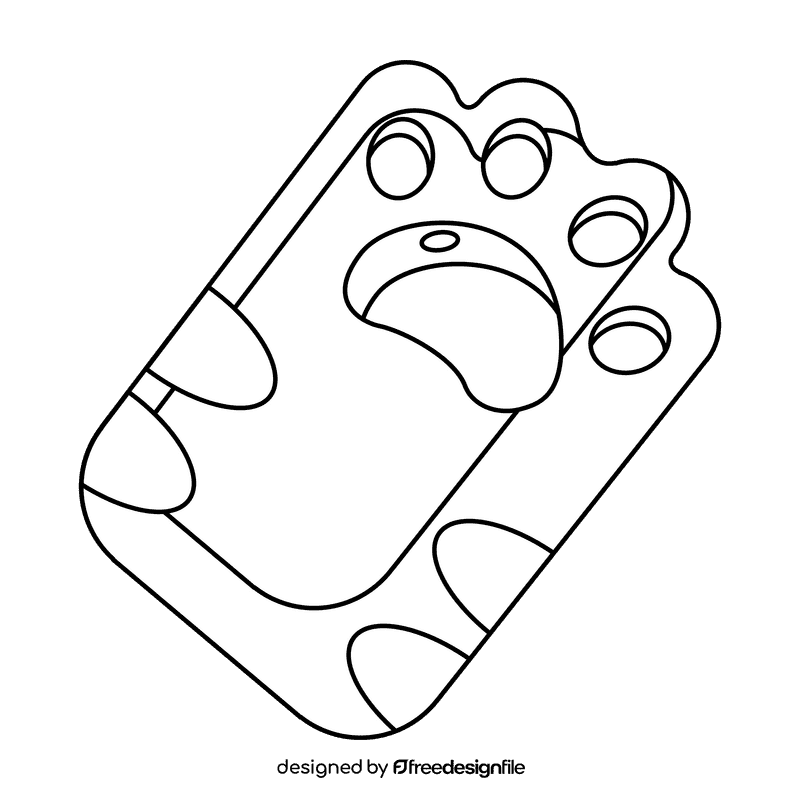 Cute cat paw black and white clipart