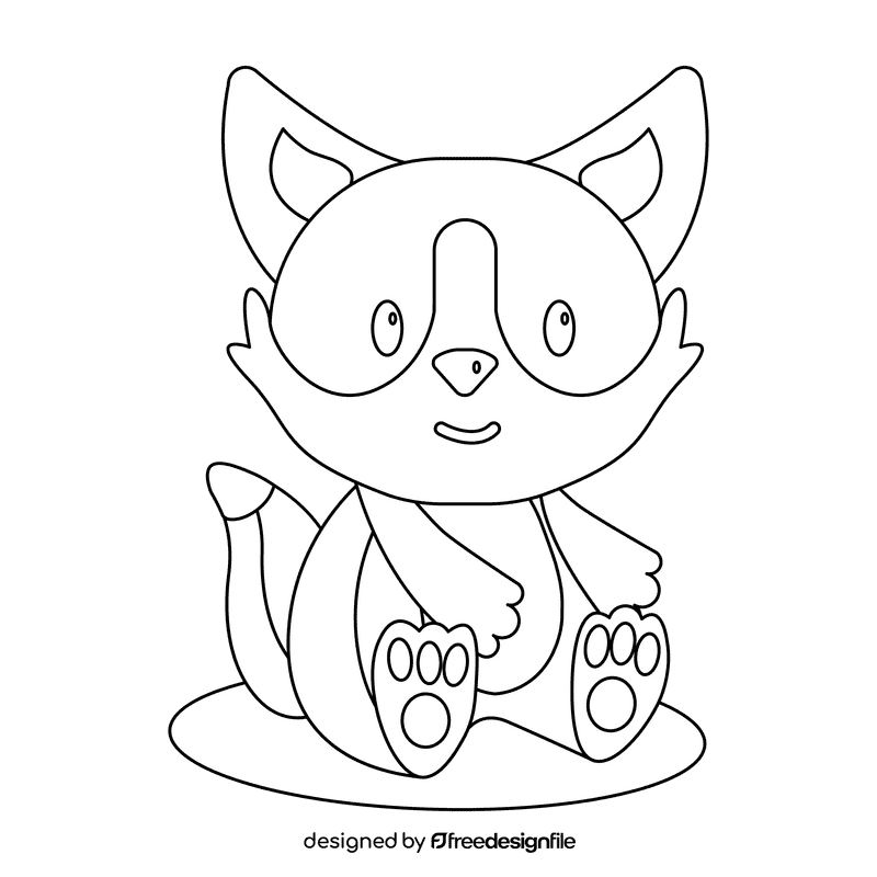 Cute fox black and white clipart