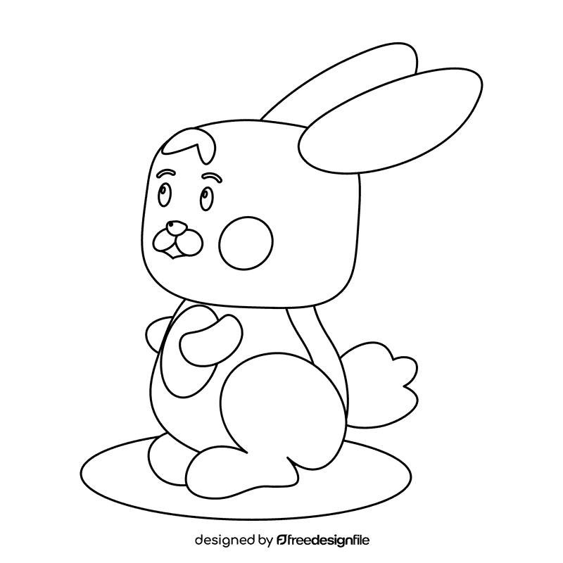 Cute hare black and white clipart