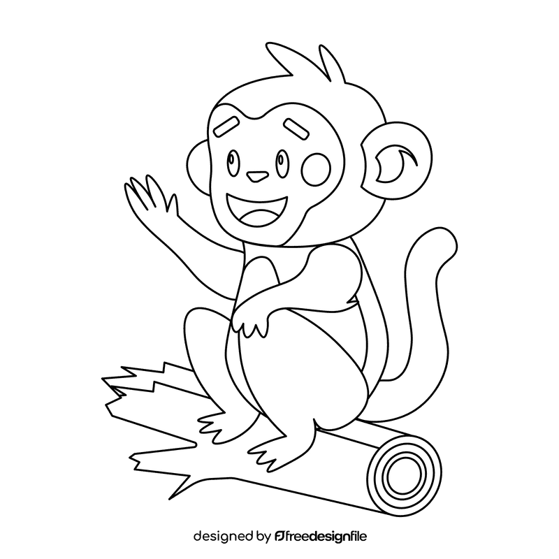 Cute monkey black and white clipart