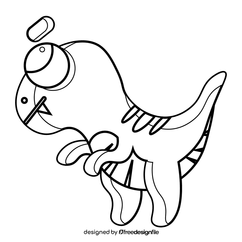 Cute dino black and white clipart
