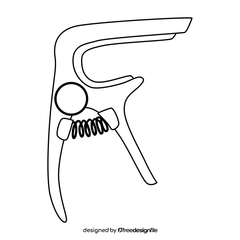 Guitar capo drawing black and white clipart