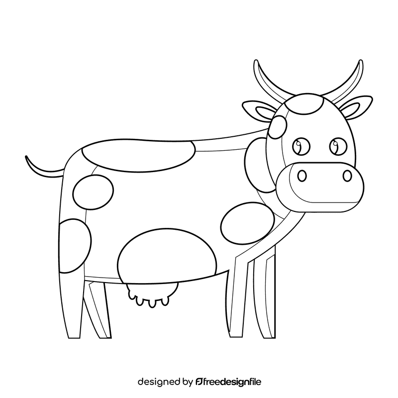 Cute cow black and white clipart